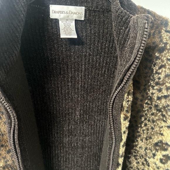 Draper's and Damon’s Brown Faux Leopard Full Zip Sweater Cardigan Sz. Medium EUC - Picture 7 of 7